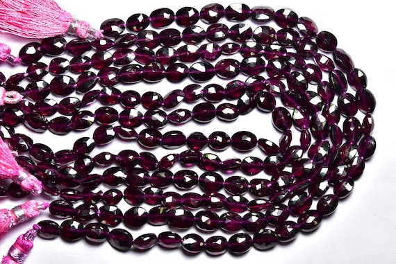 Garnet Oval Beads - 9.5 Inches - Natural Faceted Garnet Ovals - Beautiful Center Drilled Garnet - Size Is 6x7-6x8 Mm #1194