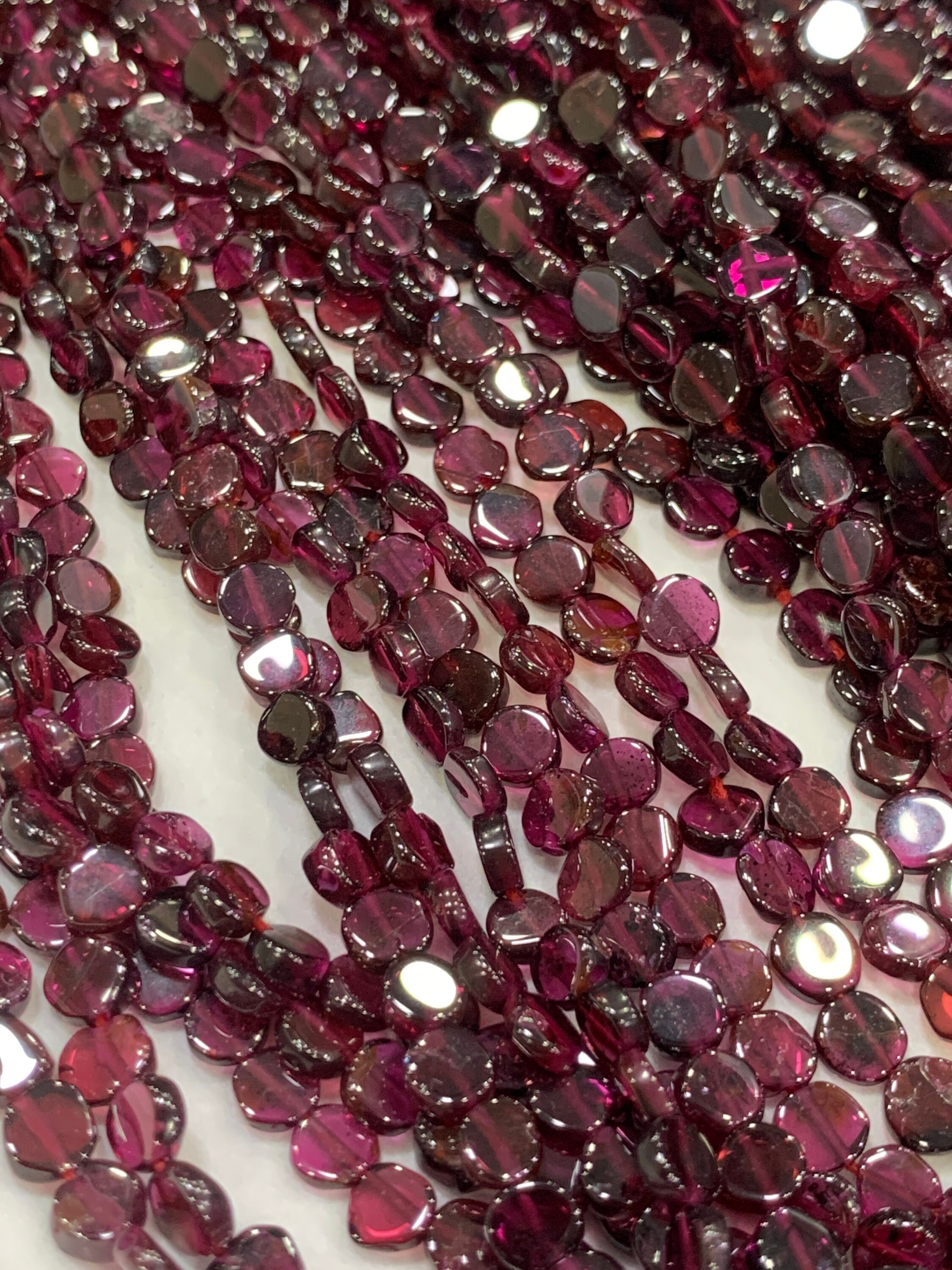 Pack Of 2 Strands- Natural Garnet Smooth Coin Shaped Gemstone Beads, Size- 5 Mm Fancy Shape Beads, 14 Inch Strand For Making Jewelry & Craft