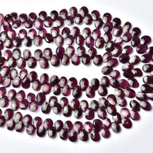 Pink Garnet Briolette Beads - 10 Inches - Natural Garnet Faceted Pear Briolettes - Size Is 5x7- 5x8mm #2202