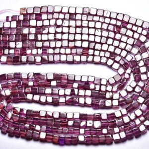 Pink Garnet Cube Beads - 16 Inches - Natural Quality Faceted Garnet Cube - Size Is 4 Mm #2551