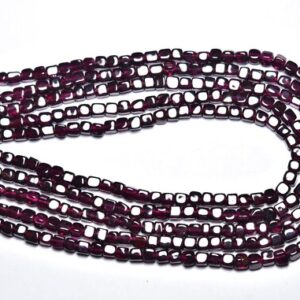 Pinkish Garnet Cube Beads - 8 Inches - Natural Beautiful Smooth Garnet Box Cubes - Size Is 4 Mm #551