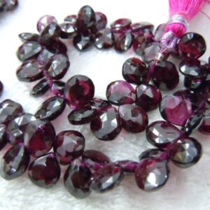 Red Garnet Briolette Faceted Pear Drops Aaa Quality 8 Inches- 23pc - Aaa - Size 5 Mm To 6 Mm Approx Wholesale Pricefree Shipping