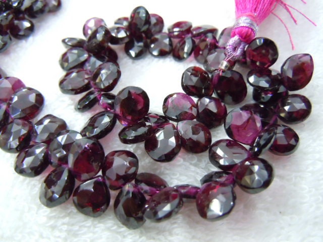 Red Garnet Briolette Faceted Pear Drops Aaa Quality 8 Inches- 23pc - Aaa - Size 5 Mm To 6 Mm Approx Wholesale Pricefree Shipping