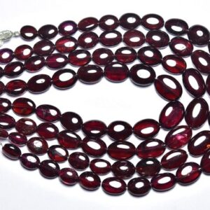 Superb Hessonite Garnet Oval Beads - 8 Inches - Natural Beautiful Smooth Hessonite Garnet Briolette - Size Is 6x8 - 9x11 Mm #2851