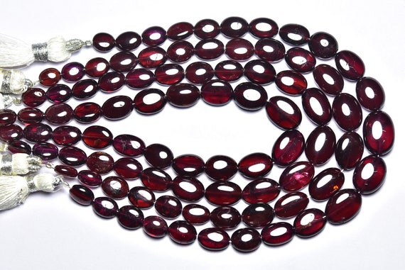 Superb Hessonite Garnet Oval Beads - 8 Inches - Natural Beautiful Smooth Hessonite Garnet Briolette - Size Is 6x8 - 9x11 Mm #2851
