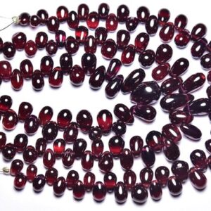 Superb Garnet Teardrop Beads - 7 Inches - Natural Quality Garnet Smooth Teardrop Briolette - Size Is 4x5.5 - 7x11.5 Mm #2562