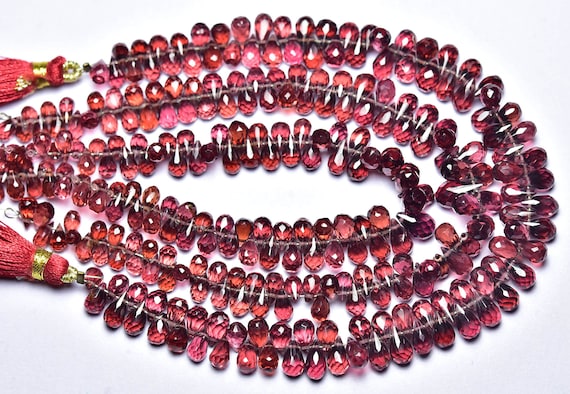 Superb Garnet Teardrop Beads - 7 Inches - Natural Garnet Faceted Tiny Teardrop Briolette - Size Is 3x5 - 4x7 Mm #2556