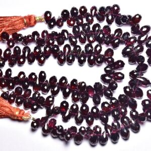 Garnet Teardrop Beads - 7 Inches - Natural Faceted Garnet Tear Drop Briolette - Size Is 4.5x7 - 5x9 Mm #2554