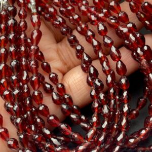 Top Quality Natural Red Garnet Straight Drilled Drop Briolette Beads 4/4 Mm Approx 7.5 Inches Strand Red Garnet Gemstone Beads