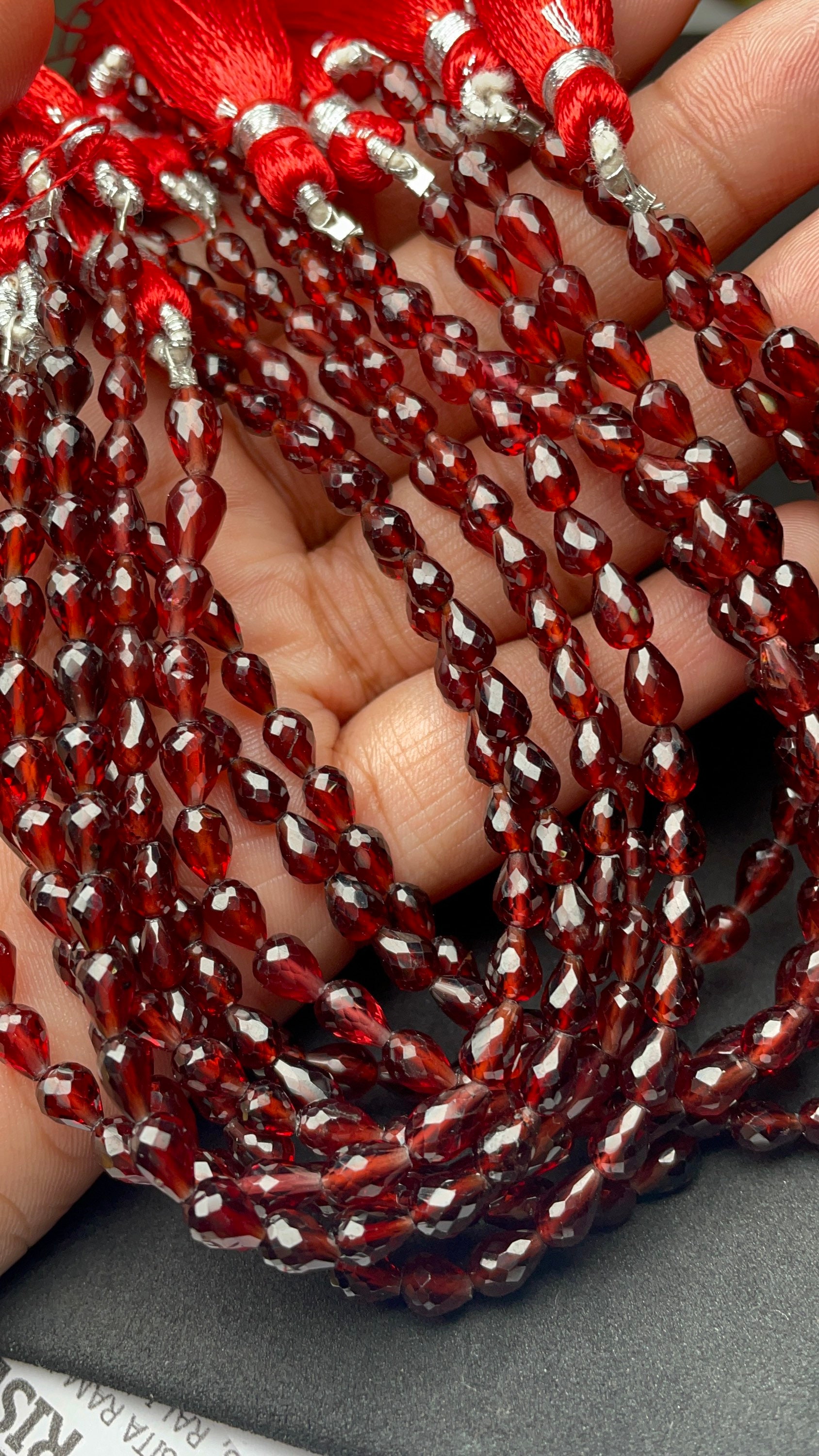 Top Quality Natural Red Garnet Straight Drilled Drop Briolette Beads 4/4 Mm Approx 7.5 Inches Strand Red Garnet Gemstone Beads