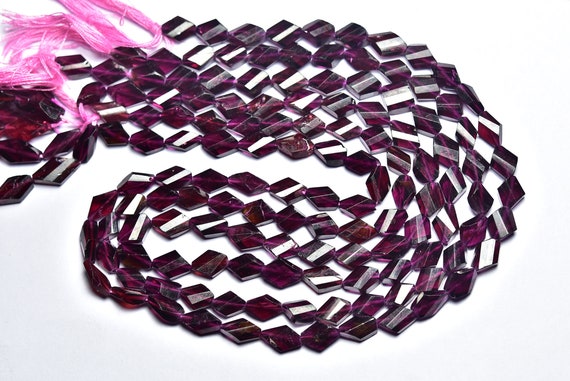 Garnet Twisted Fancy Beads - 14 Inches - Natural Garnet Faceted Twisted Fancy - Size Is 5x8 - 6x10 Mm #2544 Garnet Twisted Fancy Beads - 14 Inches - Natural Garnet Faceted Twisted Fancy - Size Is 5x8 - 6x10 Mm #2544