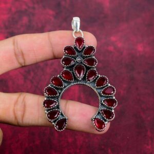 Beautiful Red Garnet Gemstone Pendant Solid 925 Sterling Silver Necklace Pendant For Women, Bridal Wedding Pendant Birthday & Wedding Gifts