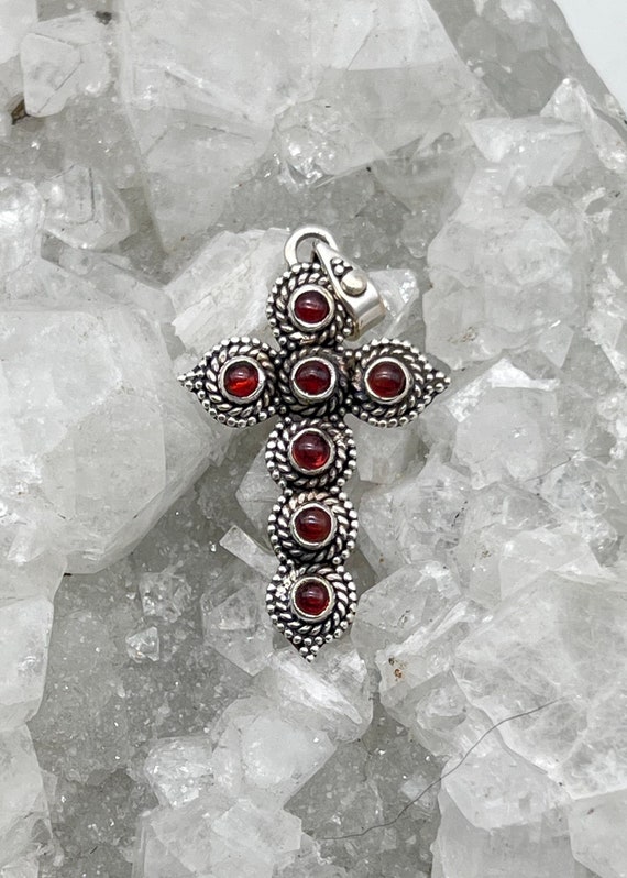 Garnet Cross Pendant