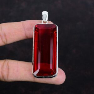 Faceted Mozambique Garnet Pendant: Handmade 925 Sterling Silver Boho Jewelry
