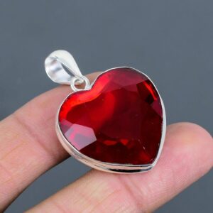 Handmade Faceted Mozambique Garnet Pendant: 925 Sterling Silver