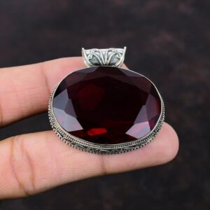 Handmade Mozambique Garnet Pendant: 925 Sterling Silver Gemstone Jewelry
