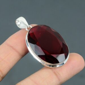 Handmade Mozambique Garnet Pendant: Faceted Sterling Silver Jewelry