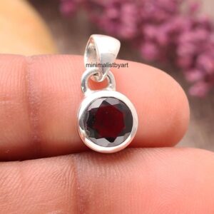 Natural Red Garnet Pendant, 925 Sterling Silver Jewelry