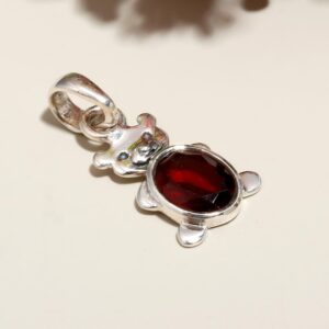 Natural Garnet Sterling Silver Pendant: Red Gemstone Jewelry