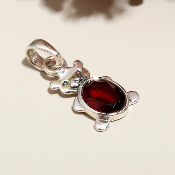 Natural Garnet Sterling Silver Pendant: Red Gemstone Jewelry
