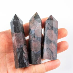 1 Pc Natural Arfvedsonite With Garnet Obelisk Tower Point Wand Healing Crystal