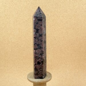 6.6in Astrophyllite with Garnet Tower - Smooth Polished Natural Stone Point Specimen - Collectible Mineral and Display Piece