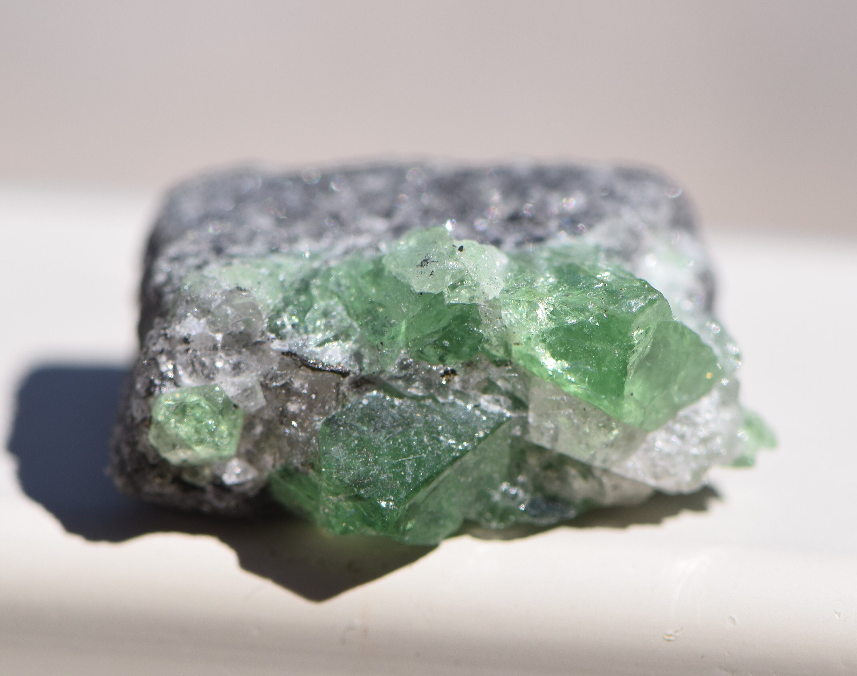Gemmy Demantoid Garnet Points On Matrix