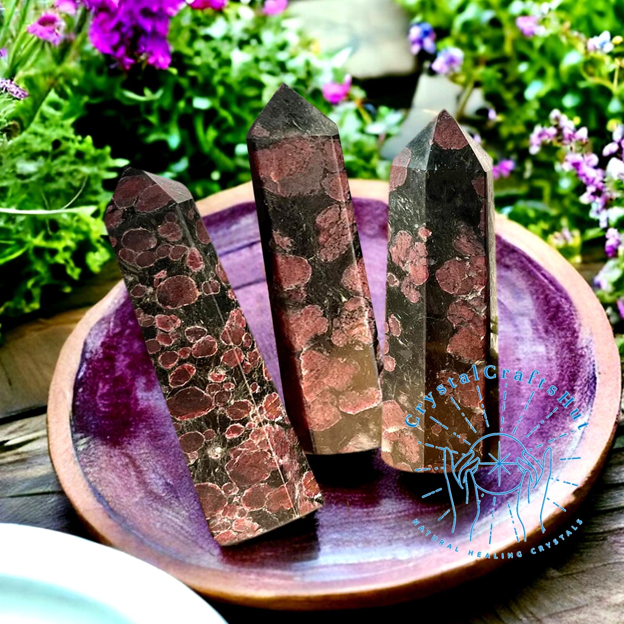 Natural Garnet And Astrophyllite Point Tower Aaa+ Garnet Obelisk Polished Quartz Crystal Tower Wand Crystal Meditation Yoga Tool +gift Pouch