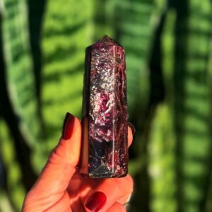 Rhodolite Garnet Crystal Tower - for manifestation & vitality - red garnet - rare crystal