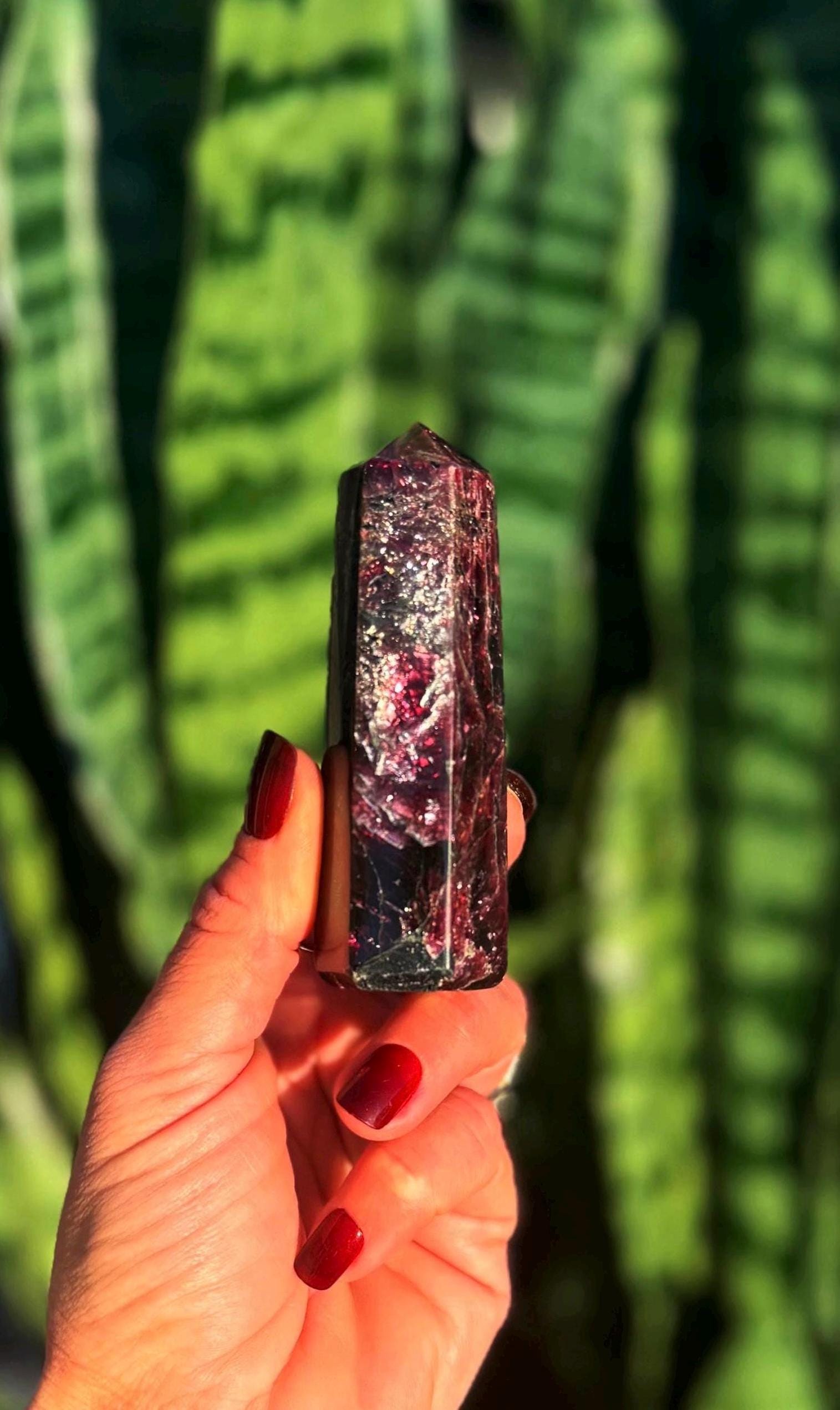 Rhodolite Garnet Crystal Tower - For Manifestation & Vitality - Red Garnet - Rare Crystal