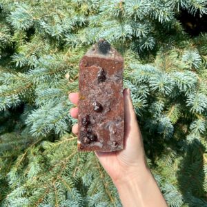 Sphalerite with Garnet Tower, twr176, Druzy Sphalerite Crystal