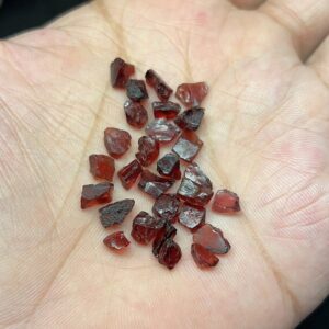 Hand-Selected Natural Red Garnet Rough Lot | Transparent Uncut Stone 5–8mm