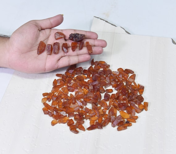 Hand Selected Natural Hessonite Garnet Rough Lot | Transparent Uncut Stone 5–15mm