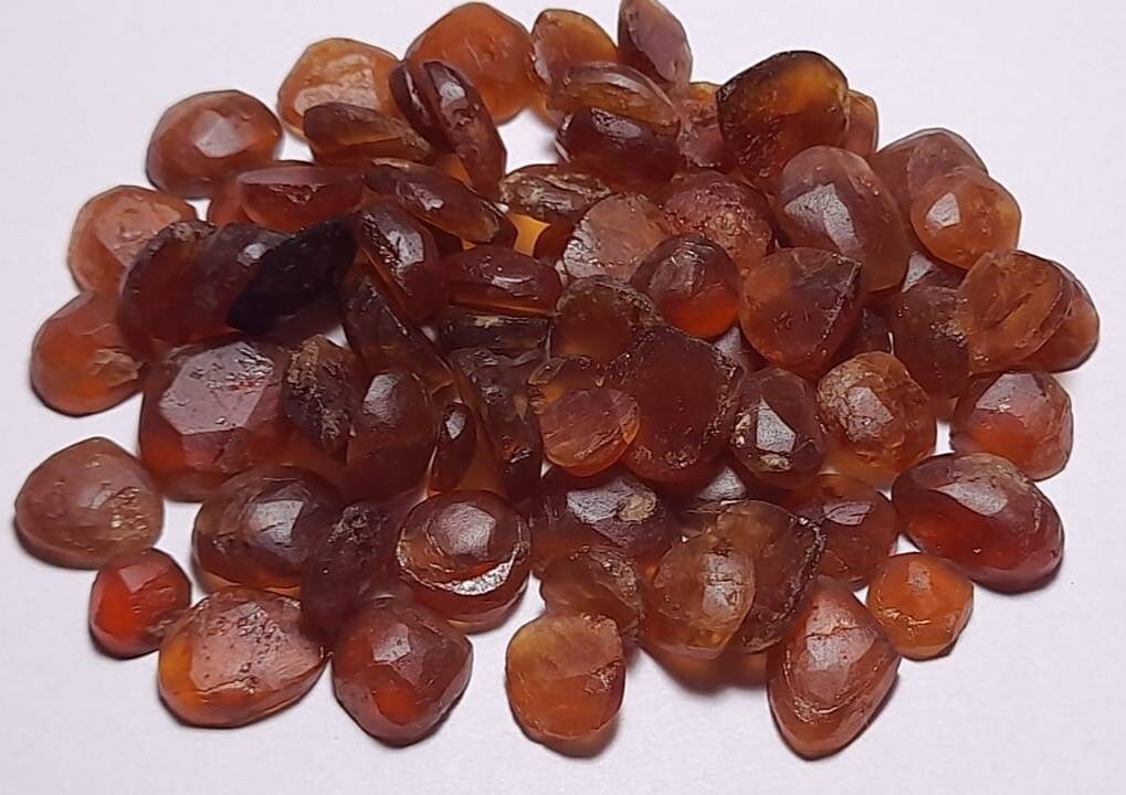 Natural Hessonite Garnet Heart Specimens: Unpolished Rough Gemstone Valentines Anniversary Birthday Love Gift Jewelry Chakra Healing Craft