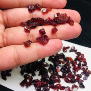 Natural Red Garnet Rough Lot | Transparent Uncut Stone 8–10MM