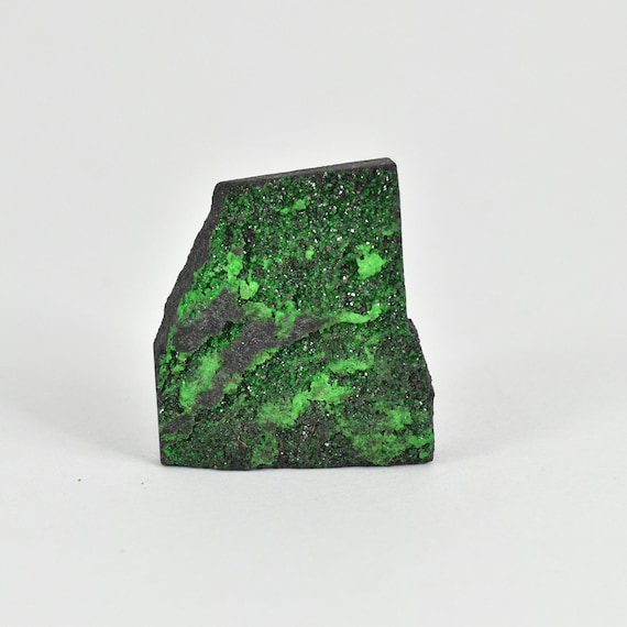 Raw Uvarovite Garnet Crystals On Matrix, Rare Green Mineral Specimen