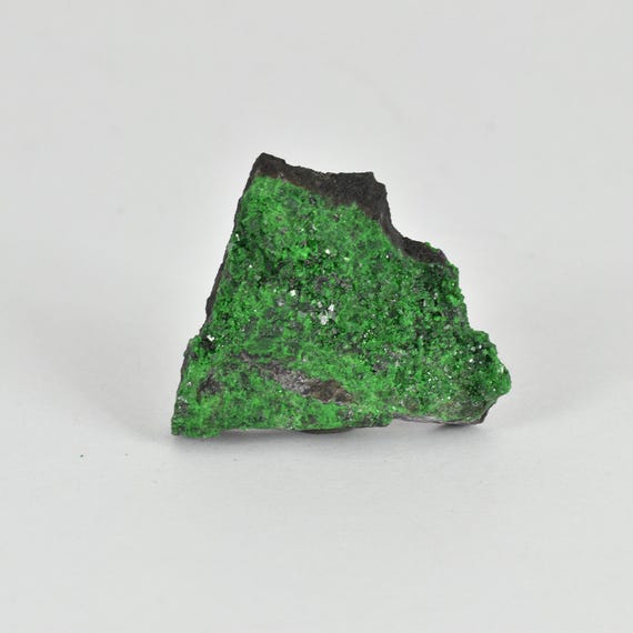 Raw Uvarovite Garnet Crystals On Matrix, Mineral Specimen