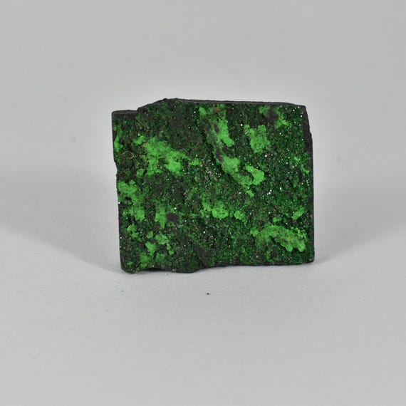 Uvarovite Garnet Specimen, Raw Green Crystals On Matrix, Russia