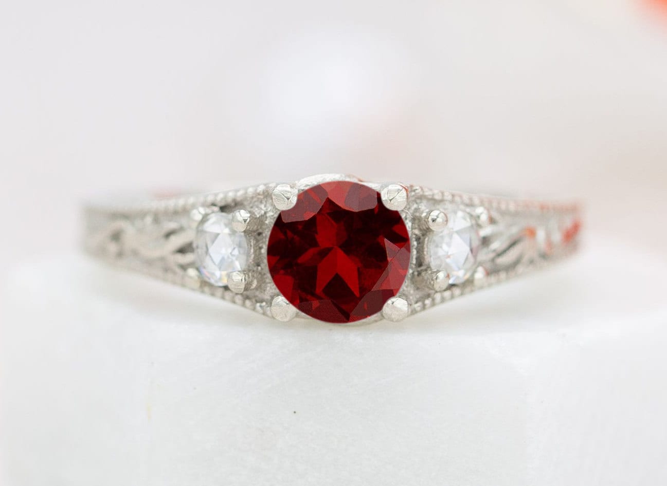 Antique Garnet Engagement Ring Art Deco Garnet Wedding Ring 14k White Gold Garnet Bridal Anniversary Ring Vintage Garnet Promise Ring Antique Garnet Engagement Ring Art Deco Garnet Wedding Ring 14k White Gold Garnet Bridal Anniversary Ring Vintage Garnet Promise Ring