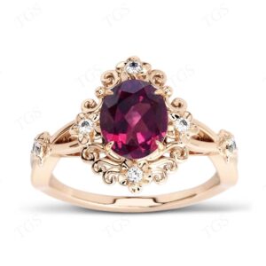 Art Deco Filigree Style Rhodolite Garnet Ring 925 Silver Rhodolite Garnet Wedding Ring Antique Floral Engagement Ring Unique Promise Ring