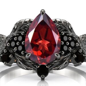 Art Deco Leaf Design Engagement Ring Branch Texture Red Garnet Wedding Ring Vintage Tree Style Red Garnet Bridal Ring Women Anniversary Gift Art Deco Leaf Design Engagement Ring Branch Texture Red Garnet Wedding Ring Vintage Tree Style Red Garnet Bridal Ring Women Anniversary Gift