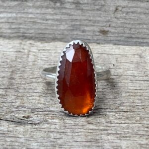 Elegant Red Orange Faceted Free Form Garnet Sterling Silver Ring | Red Ring | Engagement Ring | Red Orange Stone Ring | January Birthstone