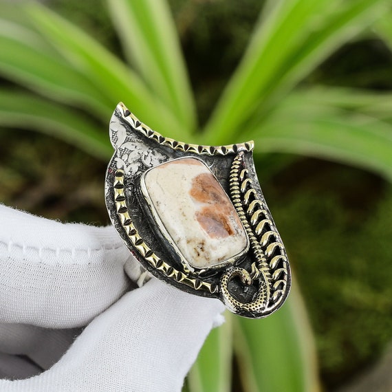 Handmade Spessartine Garnet Ring: 925 Sterling Silver Adjustable Band