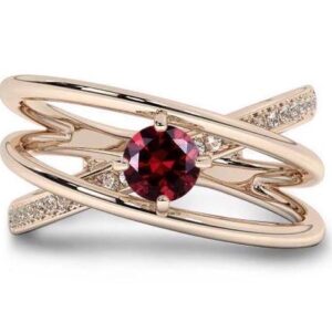 Infinity Style Red Garnet Engagement Ring For Women 925 Silver Red Garnet Solitaire Wedding Ring Unique Garnet Bridal Promise Ring For Women