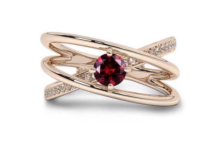 Infinity Style Red Garnet Engagement Ring For Women 925 Silver Red Garnet Solitaire Wedding Ring Unique Garnet Bridal Promise Ring For Women