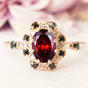 Natural Red Garnet Engagement Ring Vintage Garnet Wedding Ring Unique Garnet Bridal Promise Ring Antique Art Deco Anniversary Ring For Women