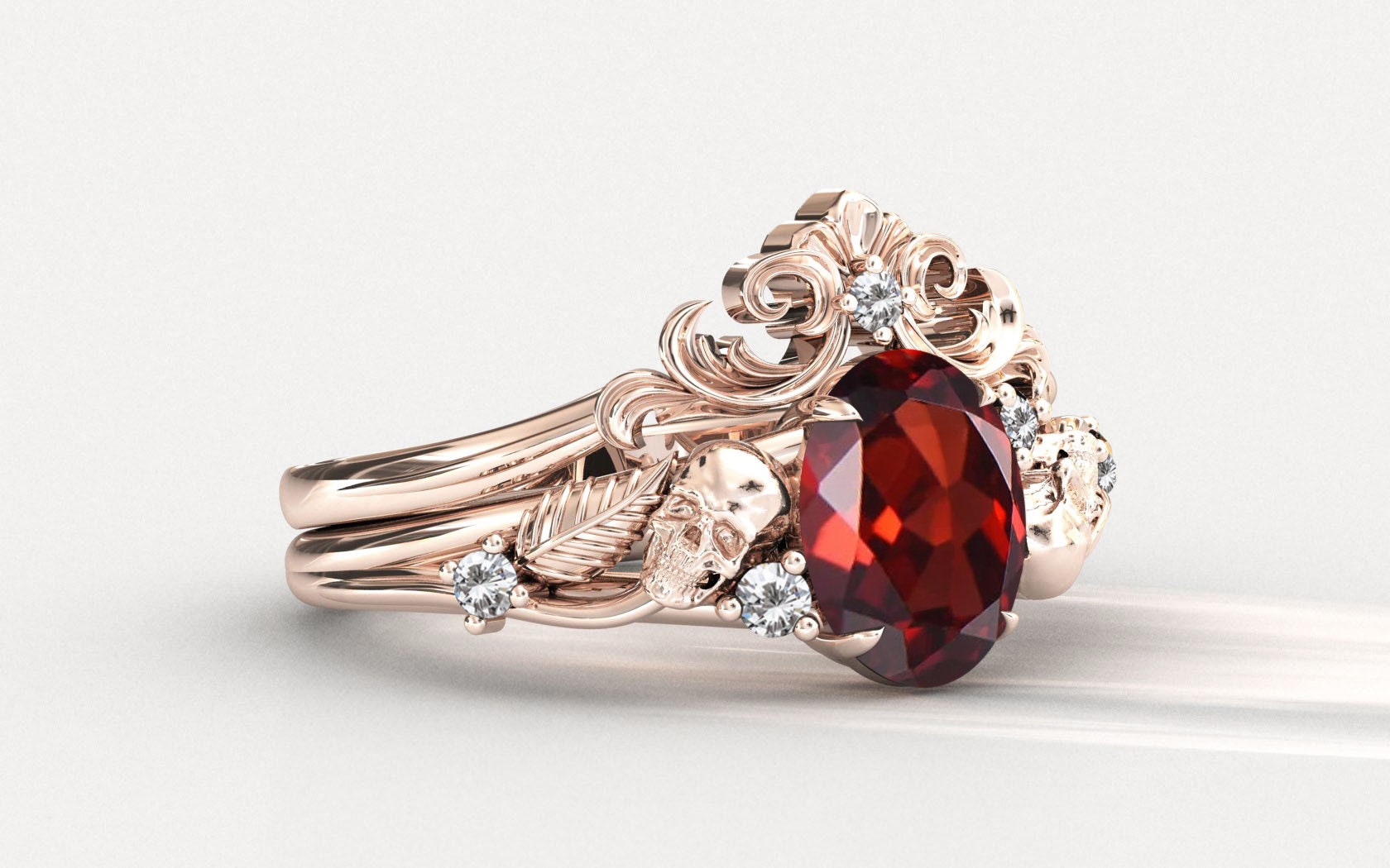 Natural Red Garnet Engagement Ring Set For Women Vintage Garnet Gemstone Ring Set Art Deco Bridal Promise Rings Anniversary Gift For Wife