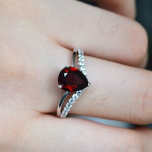 Pear Garnet Ring Garnet Engagement Ring/Anniversary Ring/ Promise Ring
