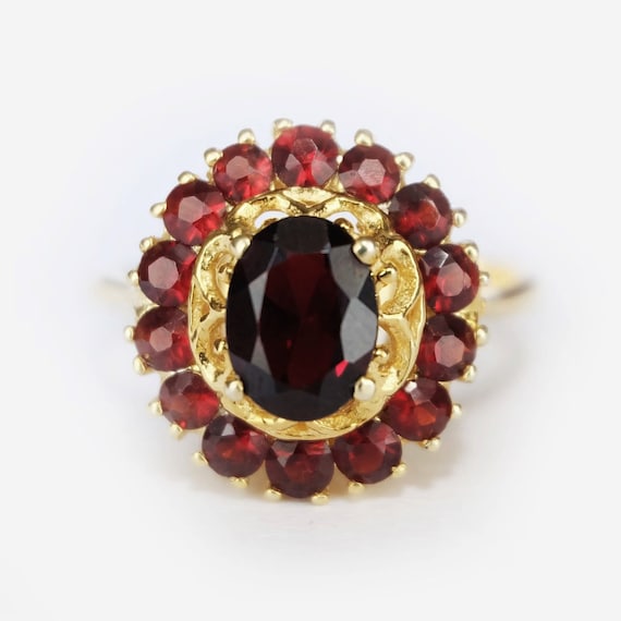 Garnet Rings For Women, Garnet Birthstone Rings, Red Garnet Ring, Large Garnet Ring, Garnet Wedding Ring, Gold Garnet Ring, Garnet Ring