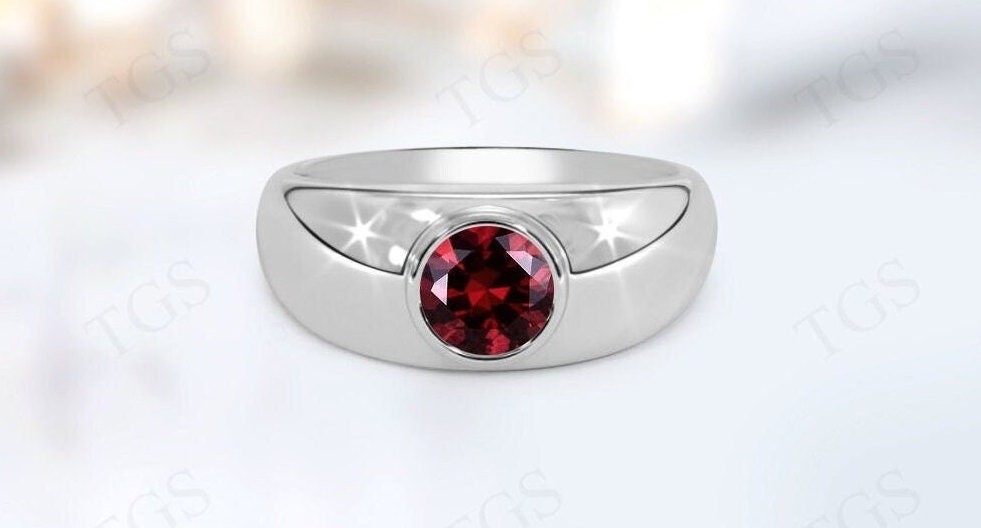 Unique Red Garnet Gemstone Ring For Women 14k Gold Garnet Wedding Anniversary Ring Vintage Garnet Solitaire Engagement Ring Gift For Her